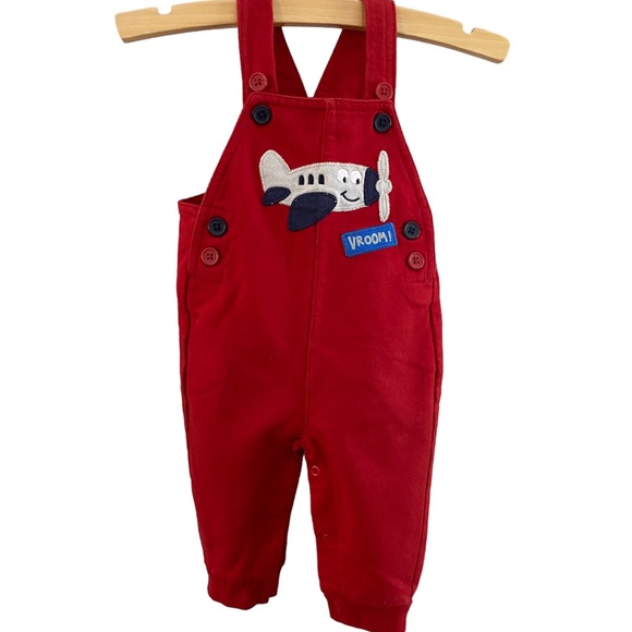 Airplane Red Overalls size 6 Months - Picture 1 of 9